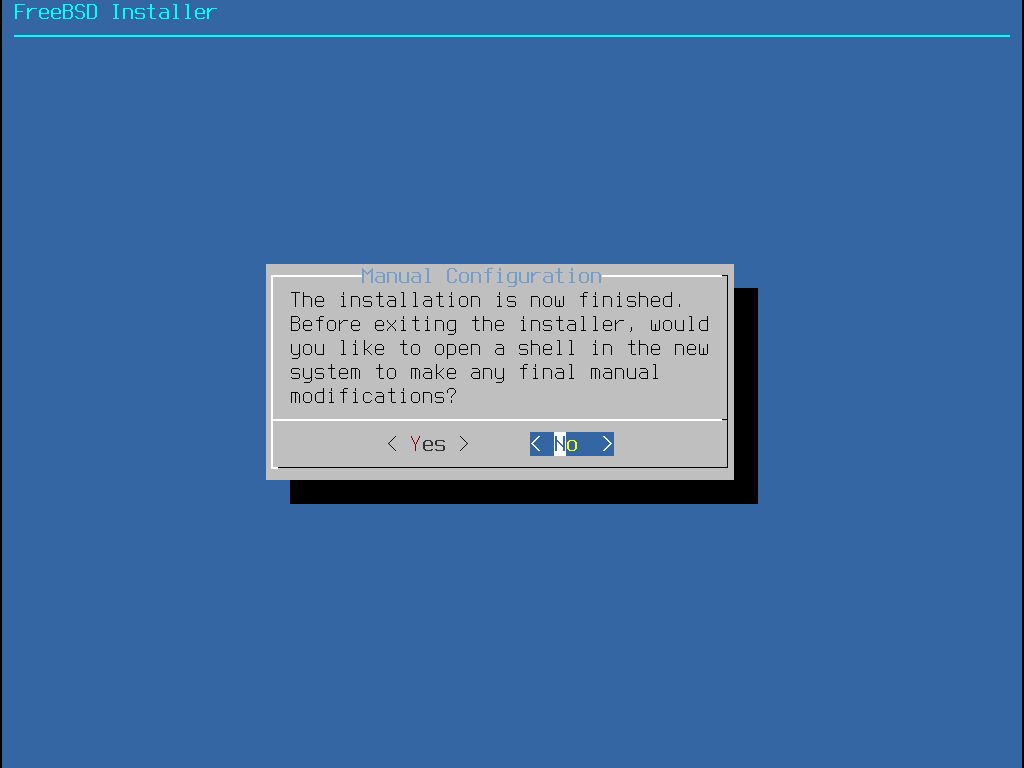 bsdinstall final modification shell