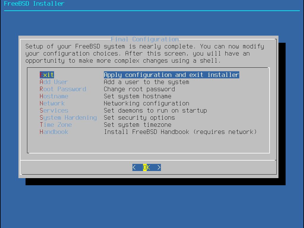 bsdinstall finalconfiguration