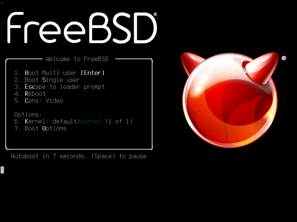 Меню загрузчика FreeBSD