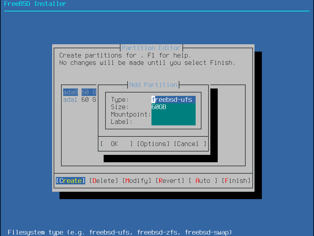 bsdinstall part manual addpart