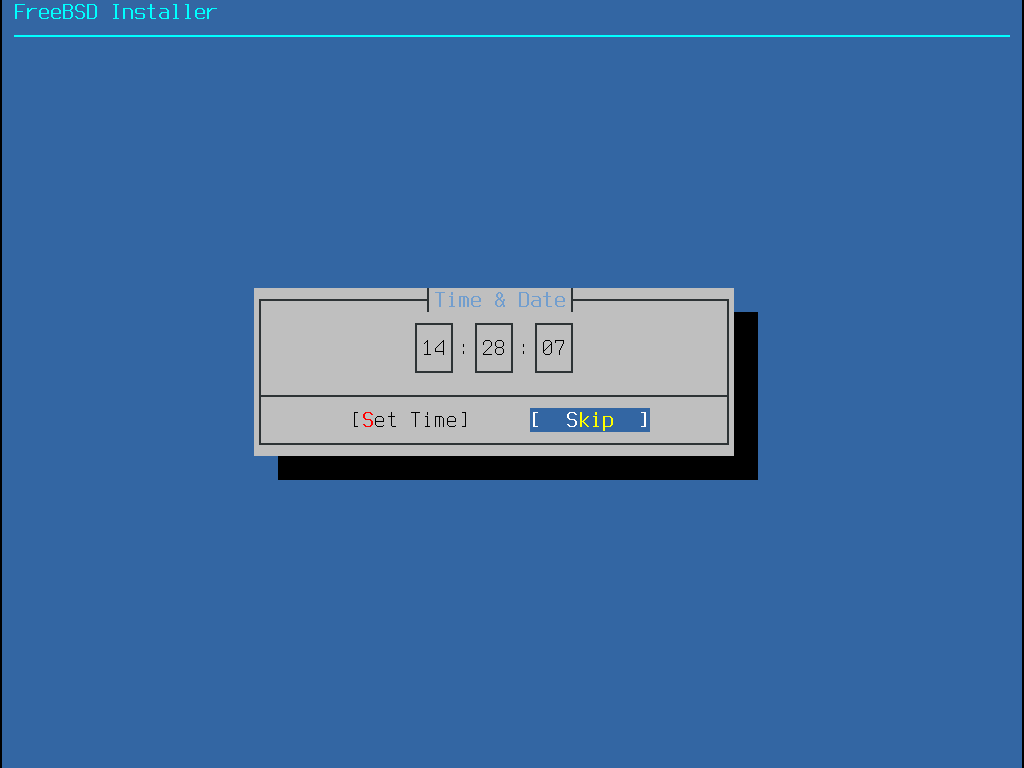 Меню запроса системного времени.