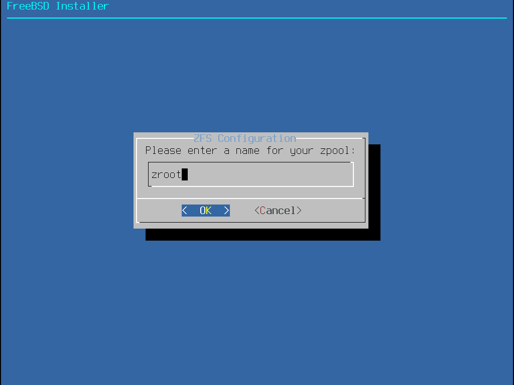Меню с запросом имени пула.