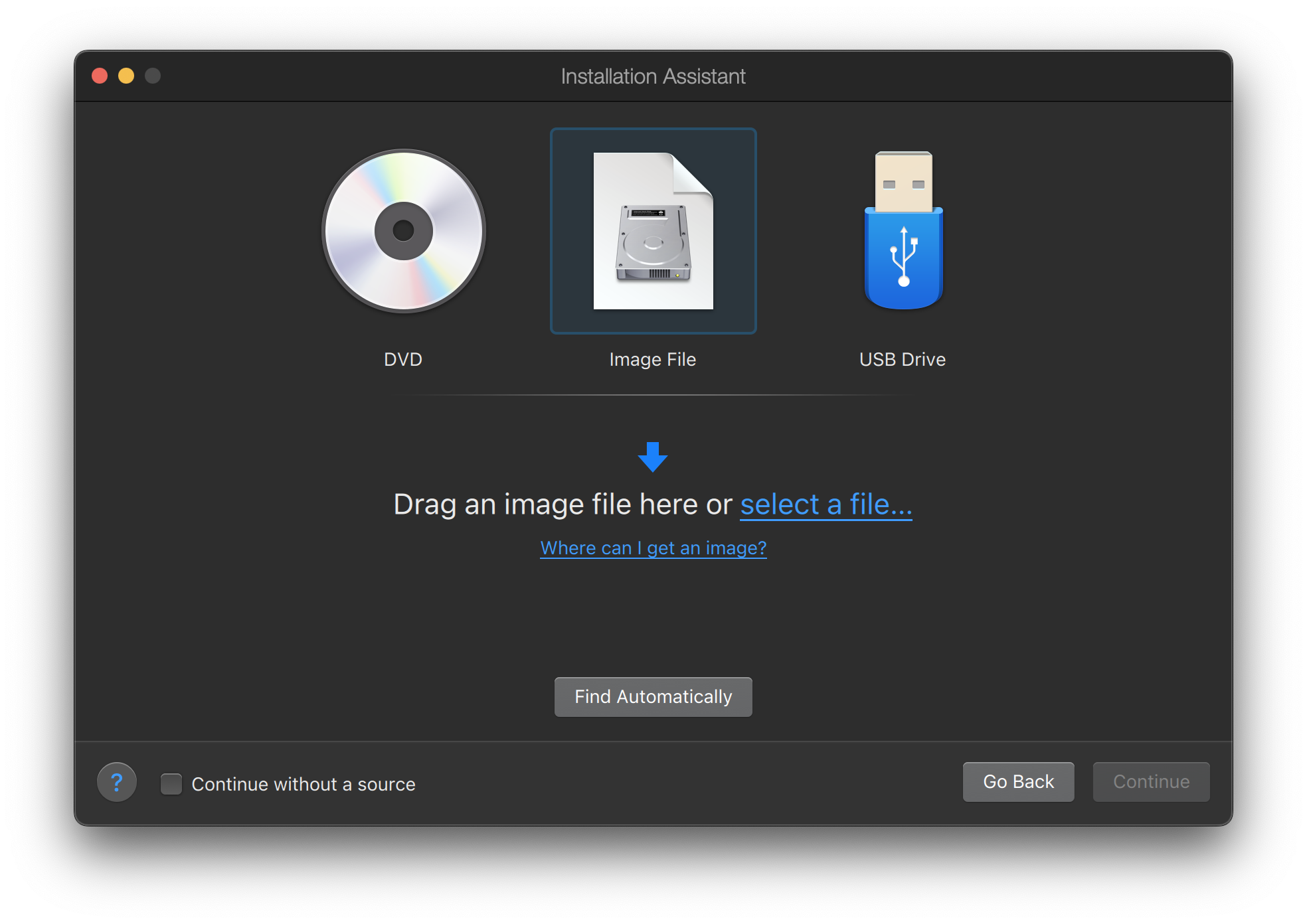 Мастер настройки Parallels с выбранным образом FreeBSD