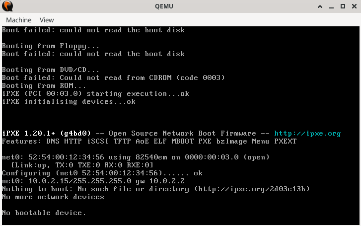 QEMU без загрузочного образа